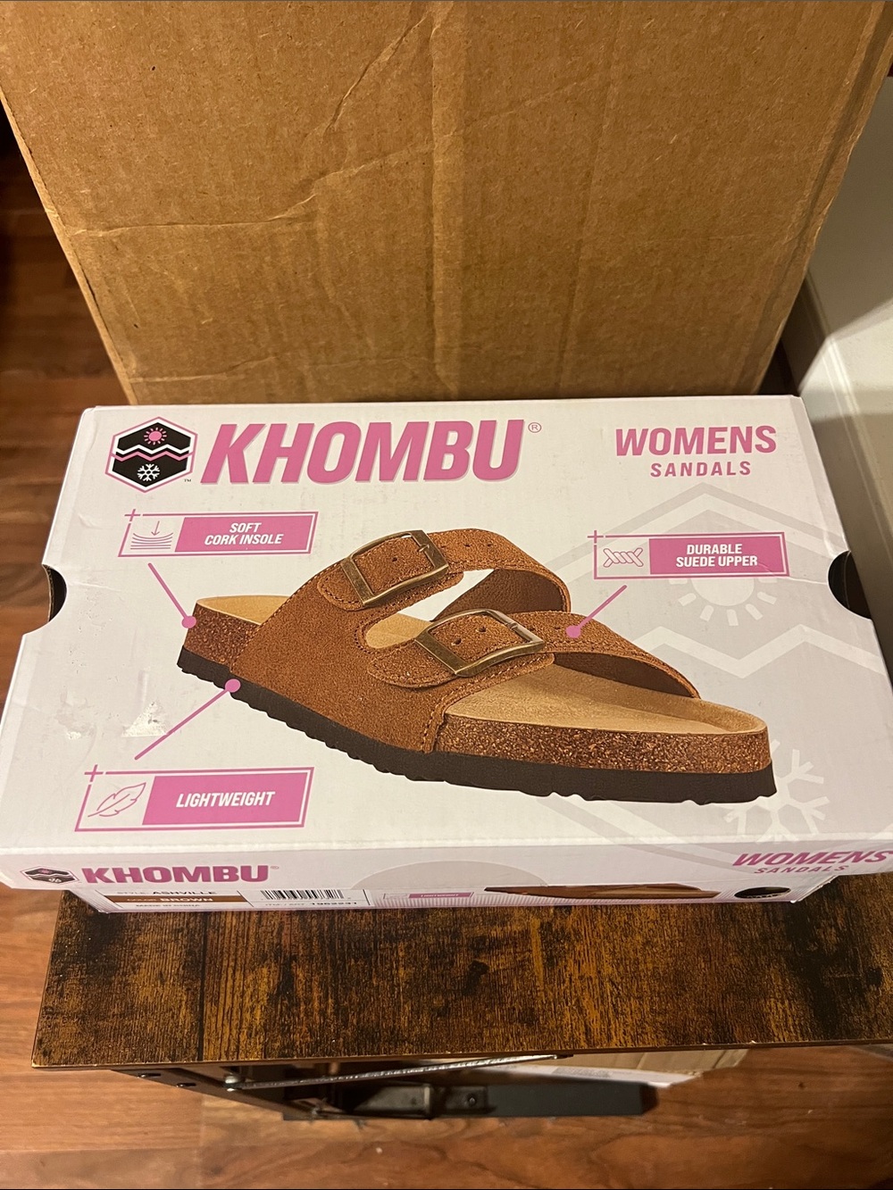 Khombu Women's Tan Suede Double-Buckle Sandals